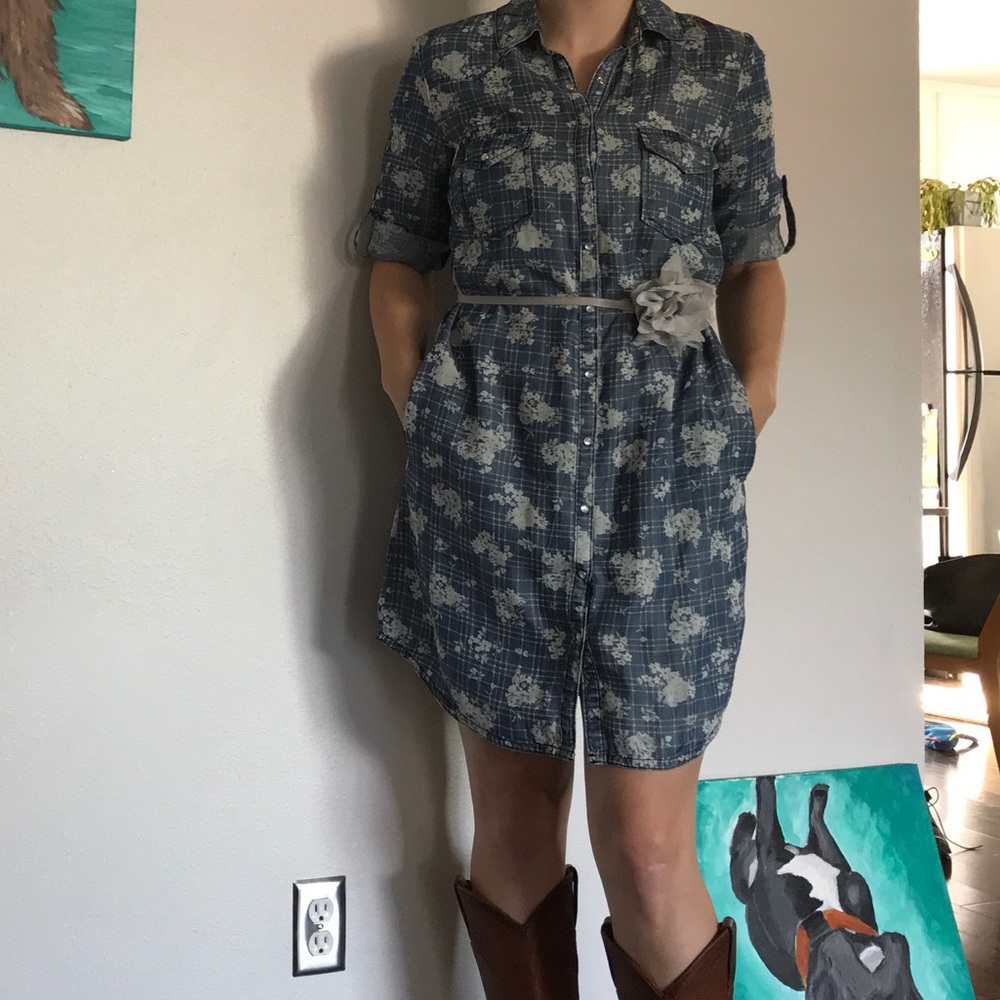Denim Floral Dress